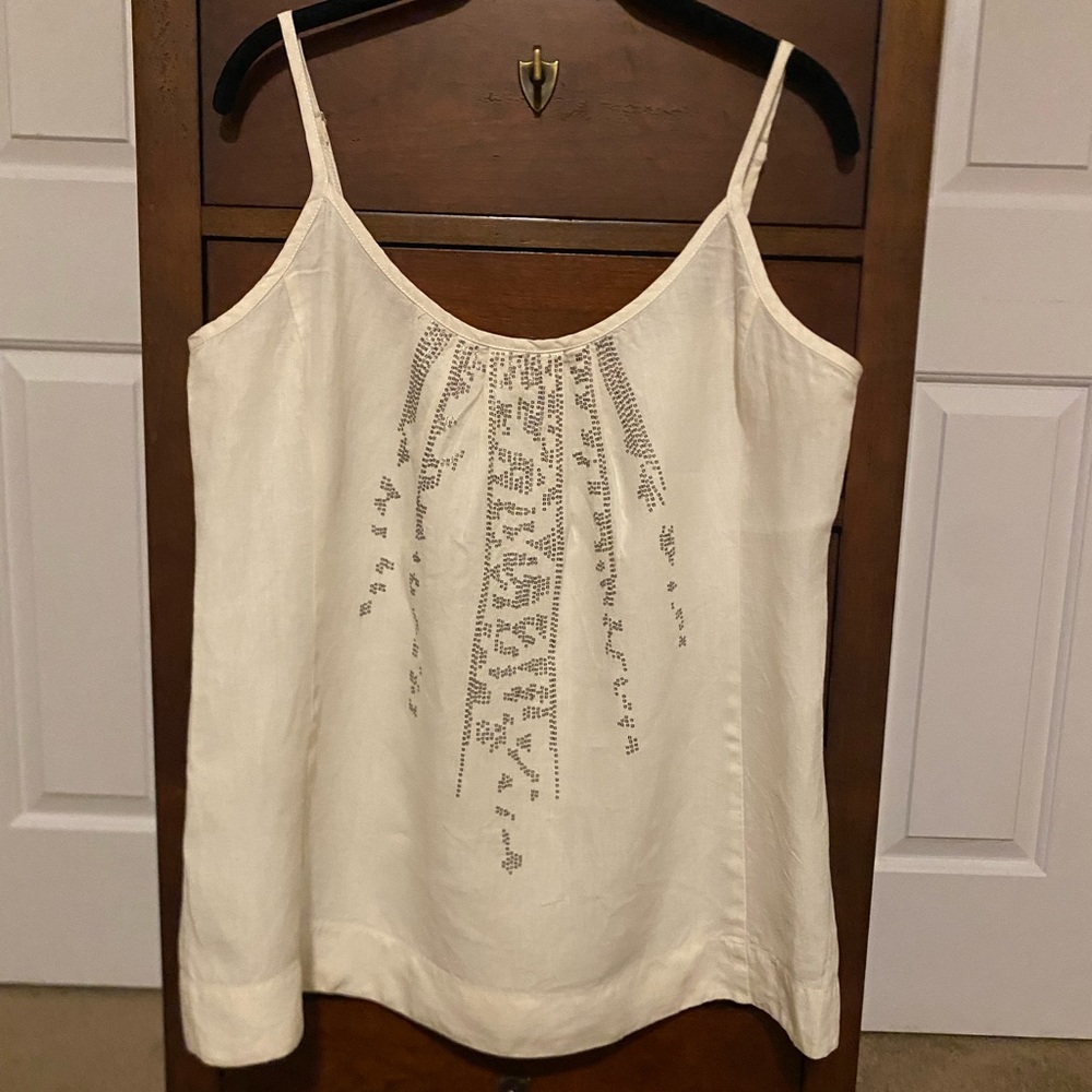 Eileen Fisher Cream Embroidered Camisole- Size Medium